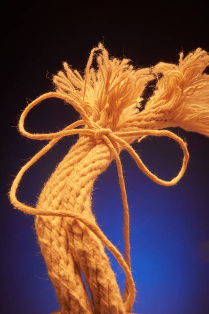 Ends of frayed rope bound together with a bow
