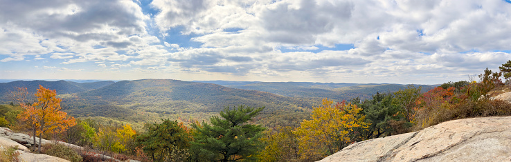 Panoramic view of beautiful landscape from the top of Bear Mountain in New York