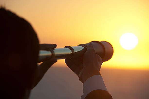 istock Vision concept. Businessman looking at the horizon 181957592