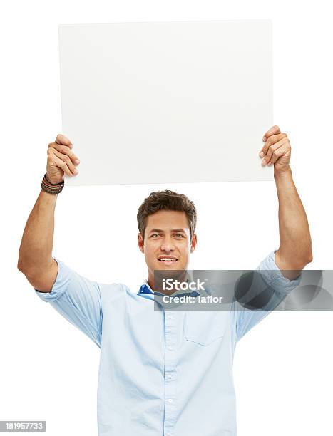 Halte Dein Unternehmen High Stockfoto und mehr Bilder von Hochhalten - Hochhalten, Männer, Schild