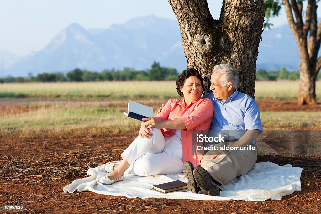 Casal romântico sênior na natureza - Foto de stock de 50 Anos royalty-free