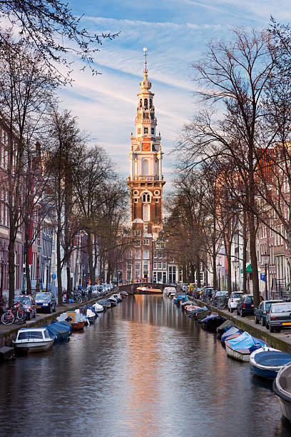 istock Canal in Amsterdam, The Netherlands at sunset 181958909