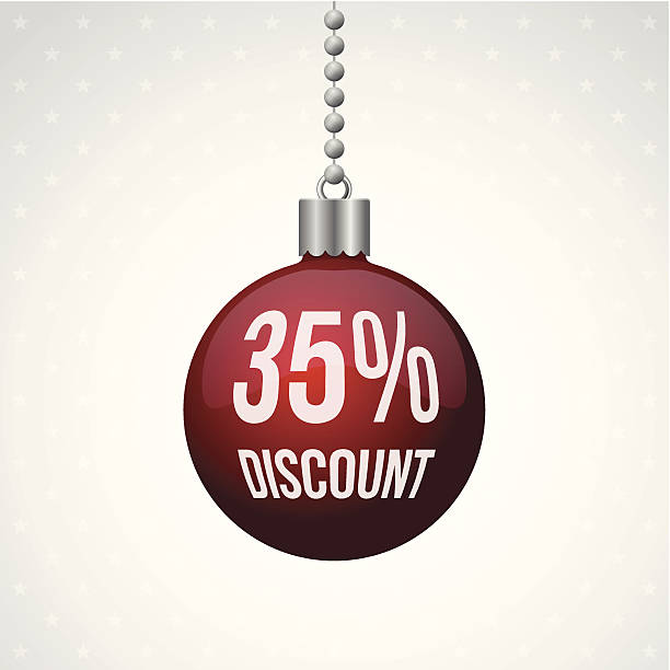 red 35 prozent ermäßigung christmas ball - christmas sale gift vector stock-grafiken, -clipart, -cartoons und -symbole