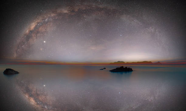 istock Milky way on over the mountain lake 1819643451