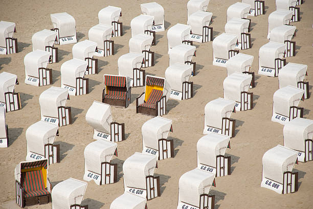 lots of canopied beach chairs, Baltic Sea