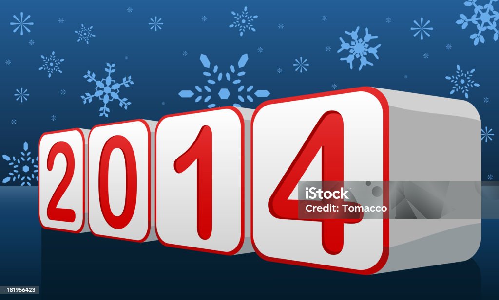 Joyeux nouvel an 2014 avec flocons de neige fond - clipart vectoriel de 2014 libre de droits