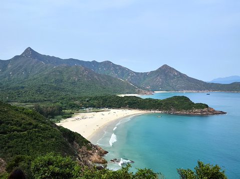 Beautiful Tai Long Wan bay viewed from MacLehose trail in Sai Kung peninsula, Hong Kong.