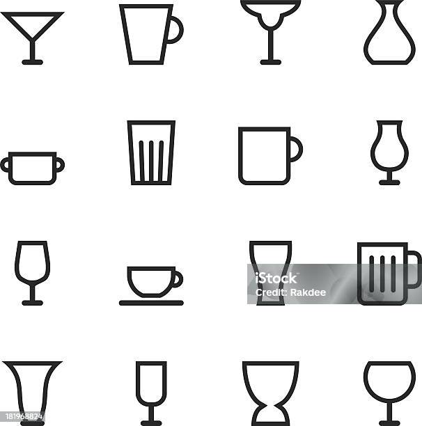 Стекло И Чашка Силуэт Пиктограммы — стоковая векторная графика и другие изображения на тему Алкоголь - напиток - Алкоголь - напиток, Белый фон, Бокал для шампанского
