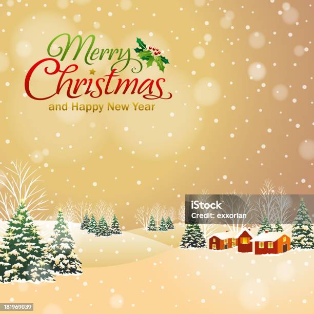 Christmas Village Stock Illustration - Download Image Now - Christmas, Handwriting, Snow