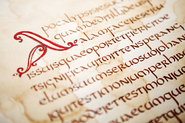 수기전체 임상시험 보고서 에서 발췌 성경 - manuscript medieval medieval illuminated letter old 뉴스 사진 이미지