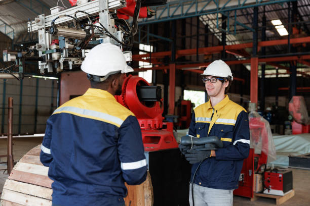 istock Two Industry engineers discussion work in the factory workshop 1819726208