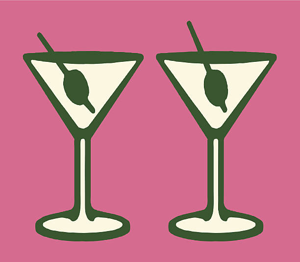 두 개의 마티니 - cocktail martini olive vodka stock illustrations