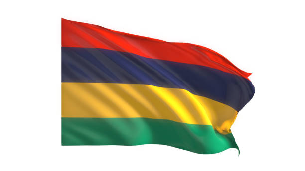 istock Mauritius national flag on white background. 1819740366