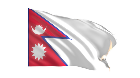 3d illustration flag of Nepal. Nepal flag waving isolated on white background with clipping path. flag frame with empty space for your text.