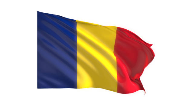istock Romania national flag on white background. 1819740934