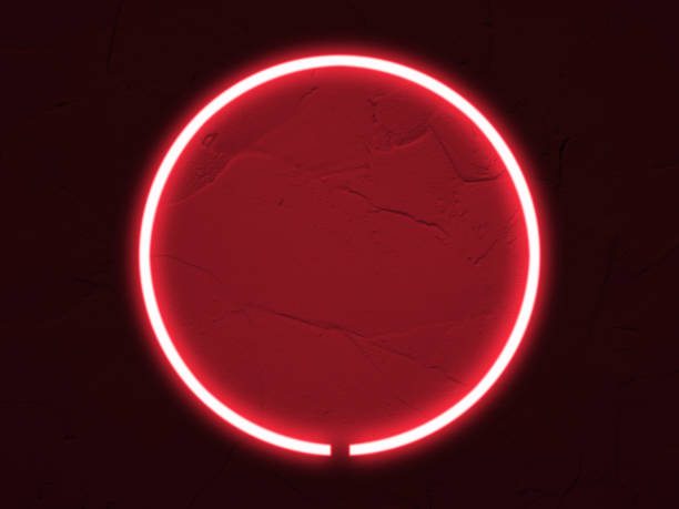 istock Dark cement wall background, red neon light and circle shape 1819746689