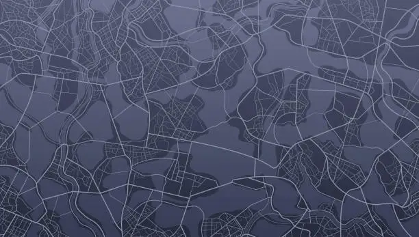 Vector illustration of Background map, streets. Widescreen proportion, digital design street map. Skyline urban panorama. Cartography illustration. Abstract transportation background, street map. Vector
