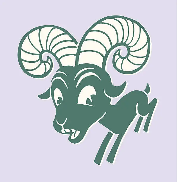 Vector illustration of Ram with Large Horns