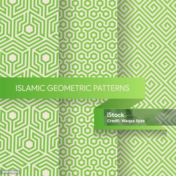 Seamless Geometric Patterns Backgrounds Collection Set Stock ...