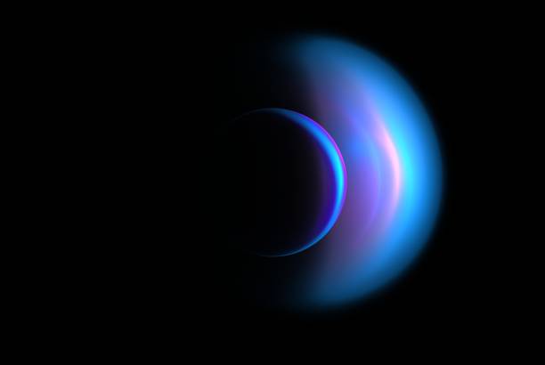 istock Abstract futuristic composition in blue purple tones on a black background 1819780195