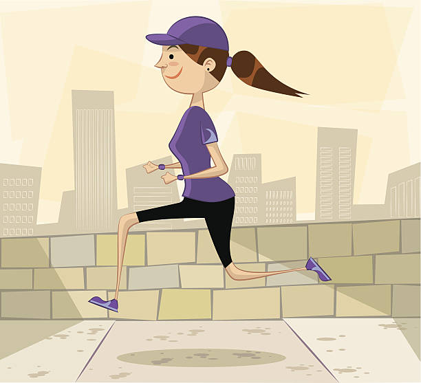 woman jogging vector art illustration