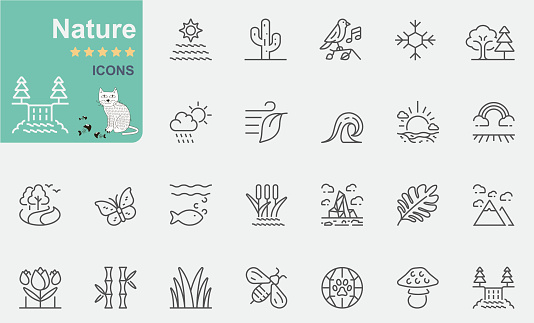 Nature icon set. Line icon collection