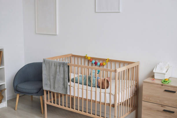 istock Cozy Room Interior with Baby in Crib 1819849448