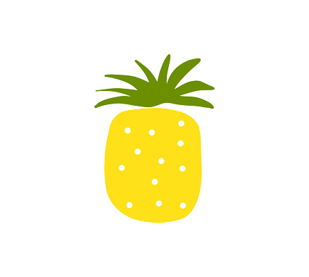 Vector illustration of a cute pineapple fruit. Cut out design element on a transparent background on the vector file.