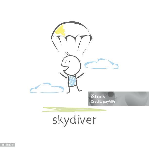 Skydiver - Arte vetorial de stock e mais imagens de Adulto - Adulto, Atividade, Competência