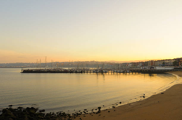 Sunrise on the beach stock photo