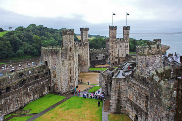 Carnarfon, UK - 31 Jul 2013: Ancient Carnarfon castle in UK