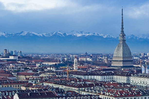 istock Mole Antonelliana with Alps mountains, Torino, Italy 181989596
