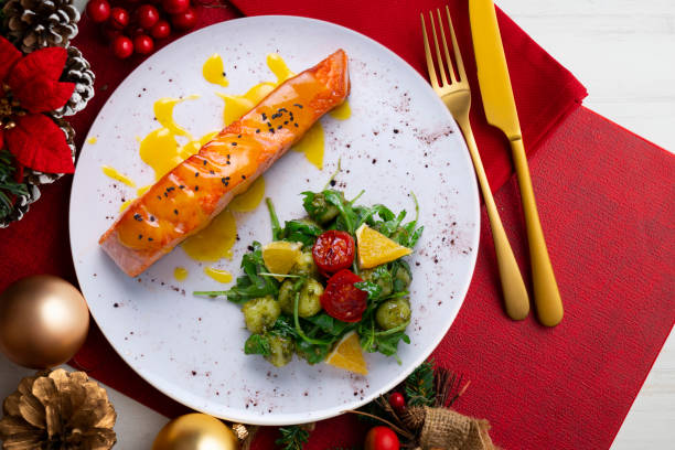 istock Grilled salmon with orange sauce and a salad. Typical Mediterranean coast dish. 1819896664