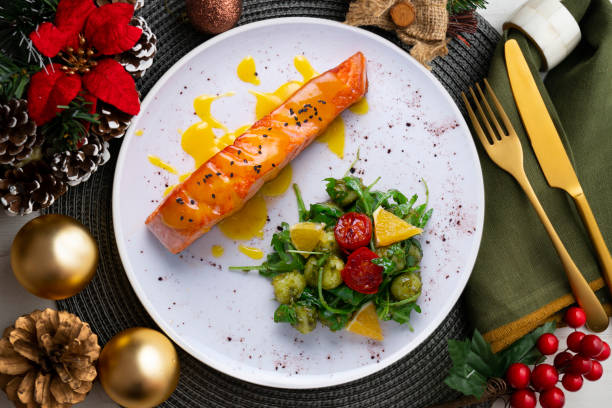 istock Grilled salmon with orange sauce and a salad. Typical Mediterranean coast dish. 1819896757