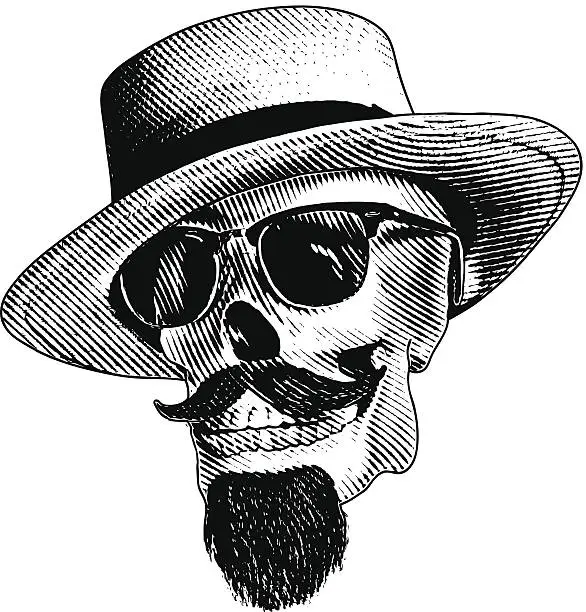 Vector illustration of Hipster Skull