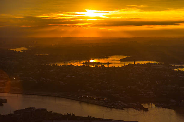istock Sunset over Sydney with natural sun rays 181993033