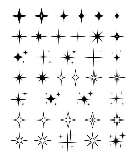 illustrations, cliparts, dessins animés et icônes de rétro sparkle stars mid century modern twinkle star clip art bundle star icons vecteur céleste atomique starburst mcm formes ensemble de l’ère atomique space age y2k des années 1950 des années 1960 vintage scrapbooking - etoile