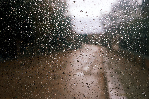 Rainy and dark days POV through car window