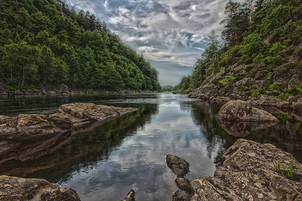 HDR of norwegian river stock photo