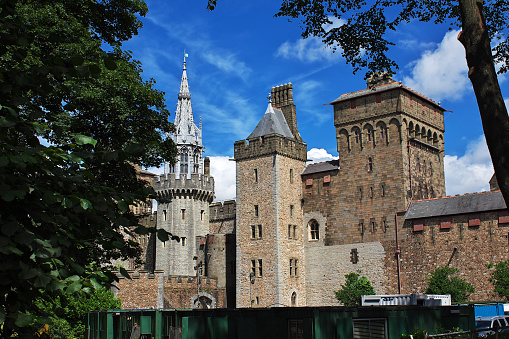 Cardiff, UK - 30 Jul 2013: The medieval Cardiff Castle in Wales of UK