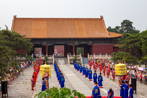 Beijing, Beijing, China - August 09, 2014: Ceremony at the Ming Tombs near Beijing in China