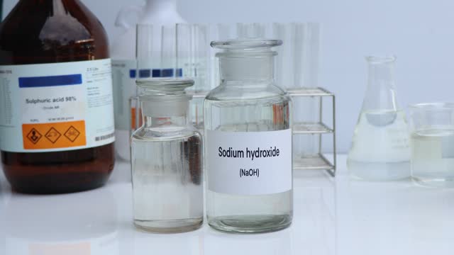 Sodium hydroxide in containers, Hazardous chemicals and raw material