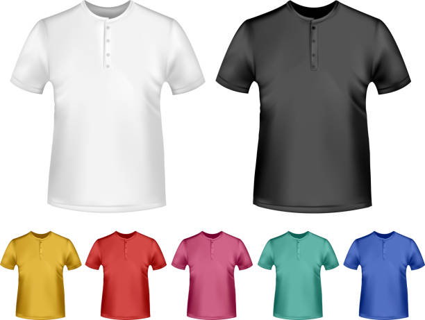 istock Black, white and color men polo t-shirts. Design template. Vector 181998949