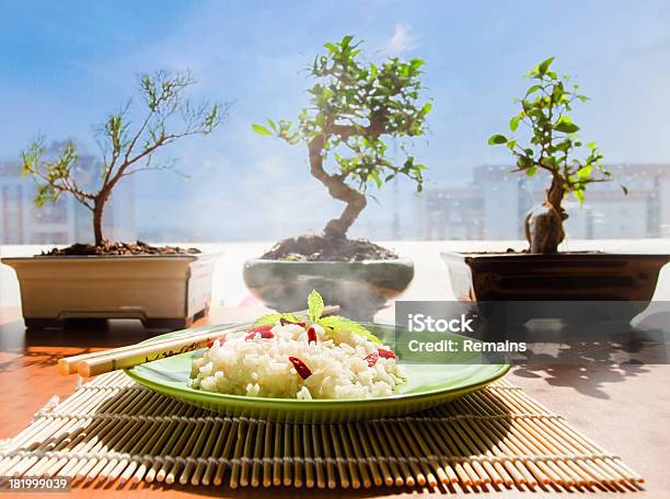 Arroz Y Bonsái Foto de stock y más banco de imágenes de Alimento - Alimento, Arroz - Comida básica, Azul