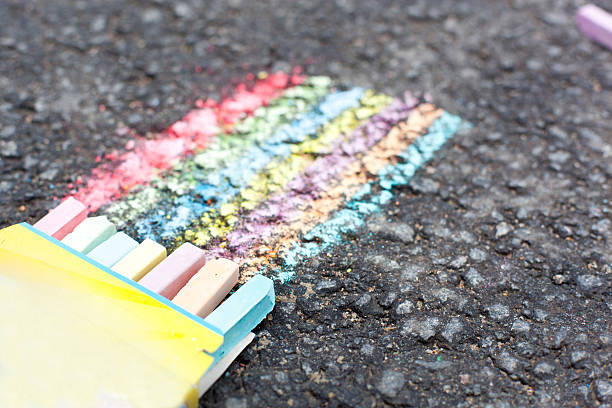 istock Set of colorful chalk  on asphalt 181999362