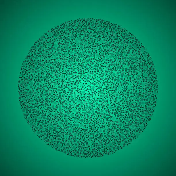 Vector illustration of Abstract green dot pattern on green background.