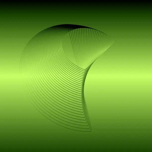 Vector illustration of Abstract green wave lines on a gradient background