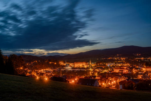 Bratislava Slovakia aerial view sunset night