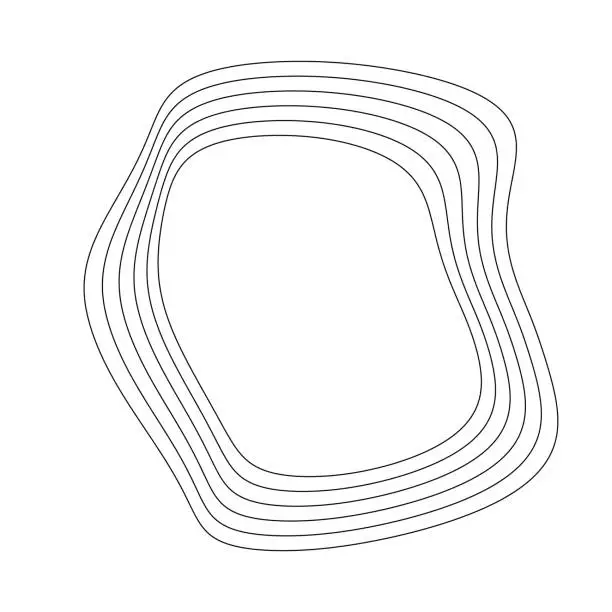 Vector illustration of Abstract line art of concentric, irregular shapes.