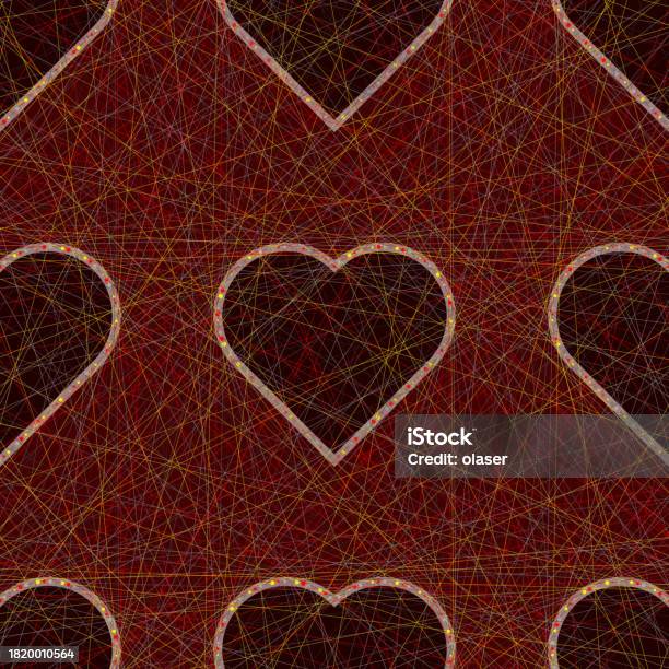 Multiple Heart Shape Outlines In Grid Pattern Made Up Of Thin ...